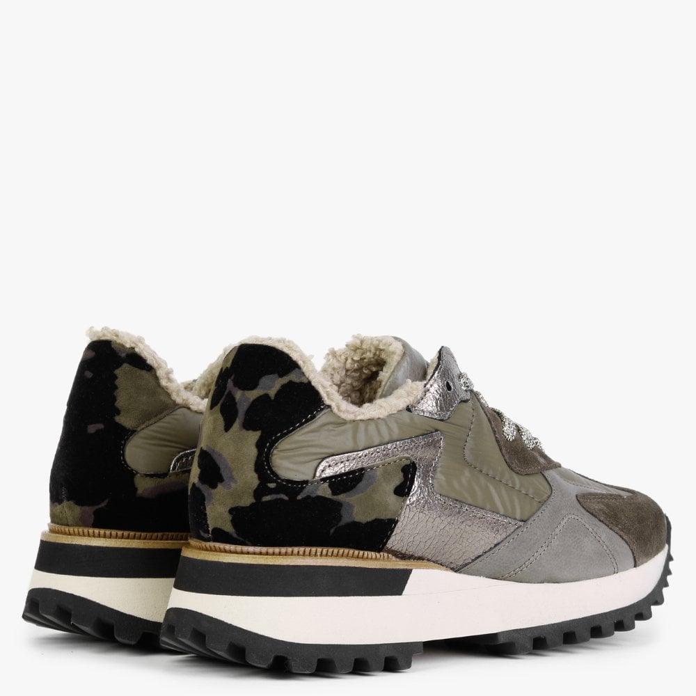 Bisque Khaki Suede Mix Trainers