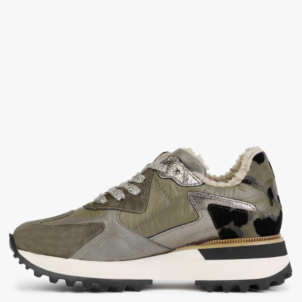 Bisque Khaki Suede Mix Trainers