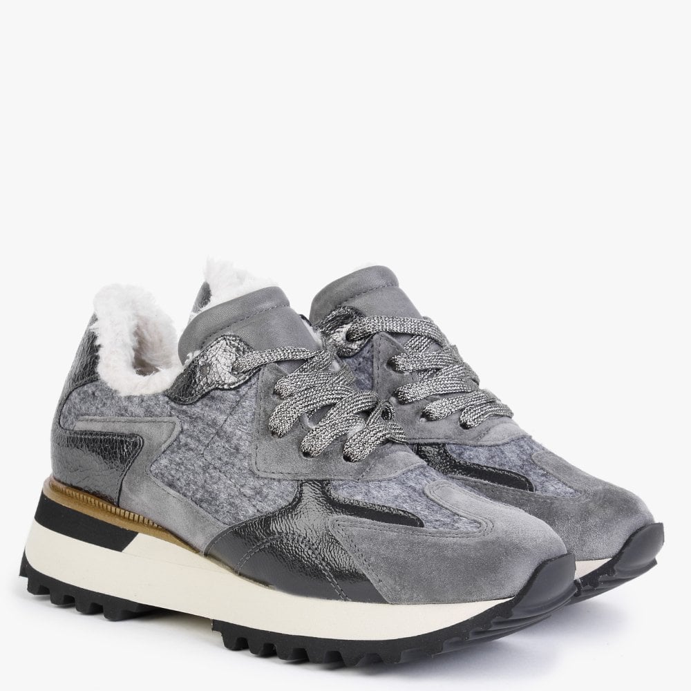 Bisque Grey Suede Mix Trainers