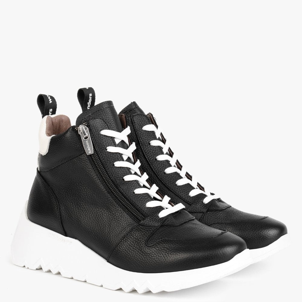 Castor Black Leather High Top Trainers