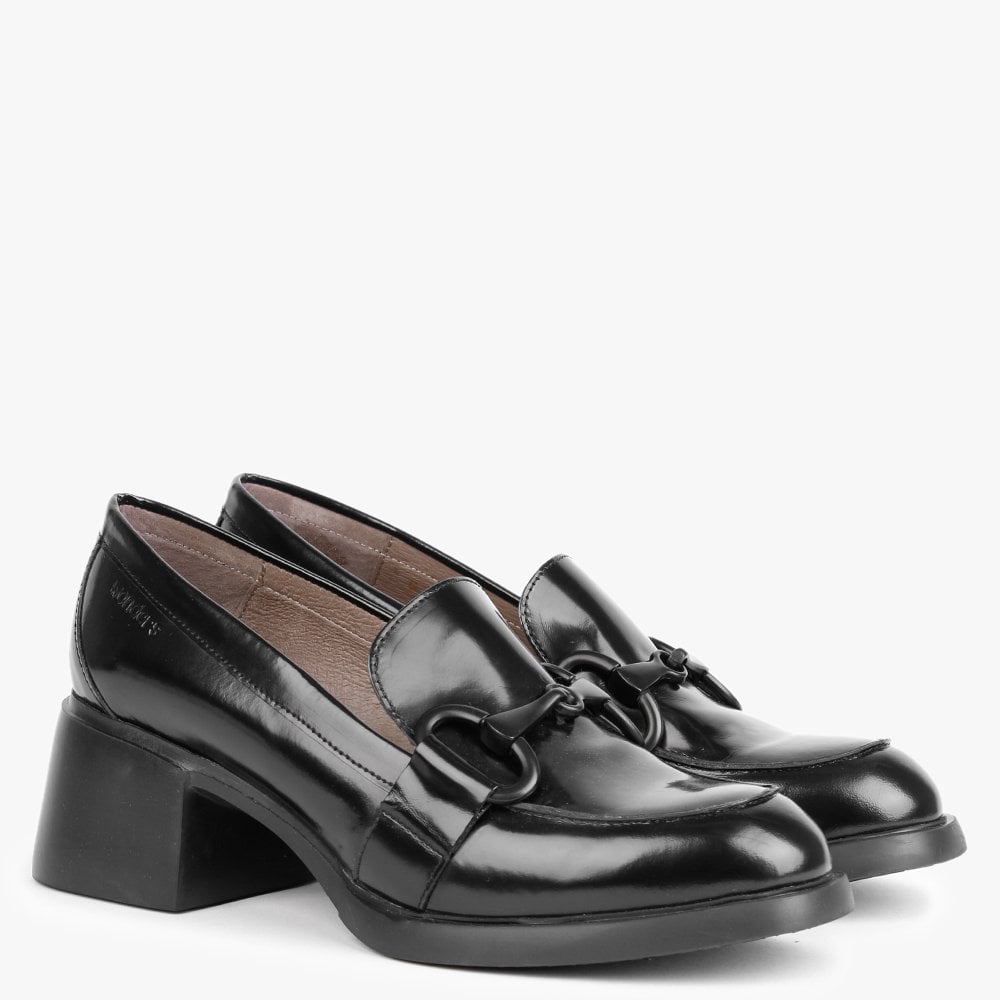 Pallas Black Patent Leather Heeled Loafers