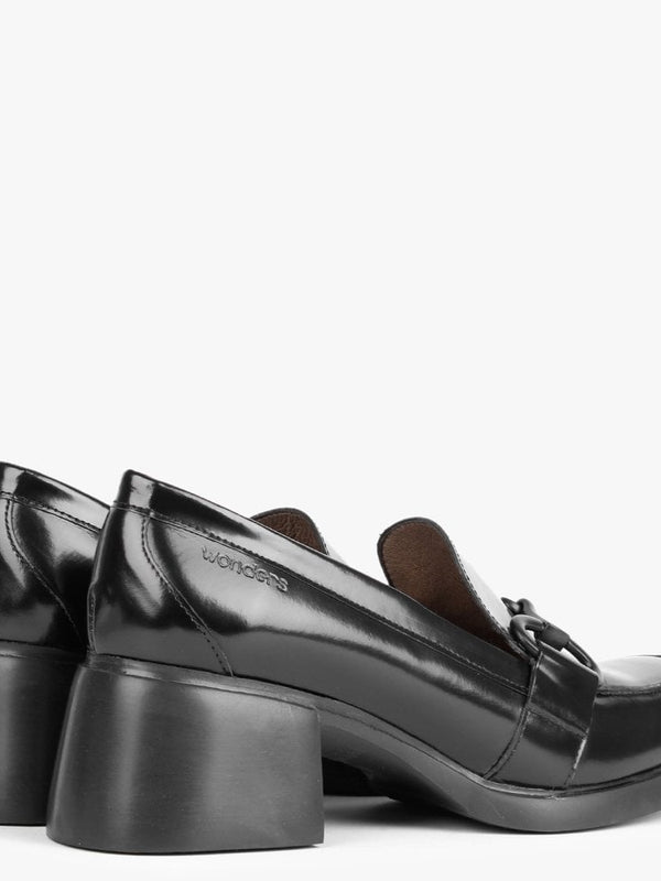 Pallas Black Patent Leather Heeled Loafers