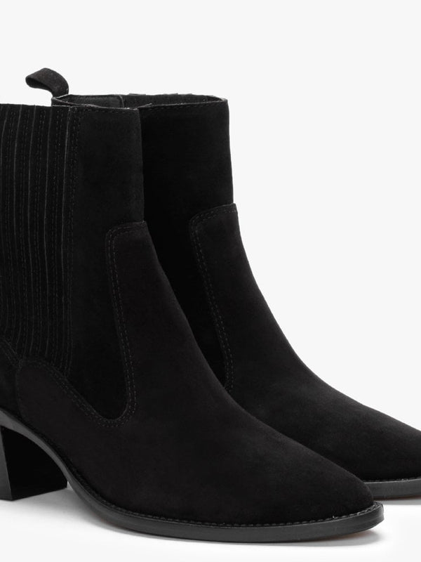 Anjou Black Suede Western Boots