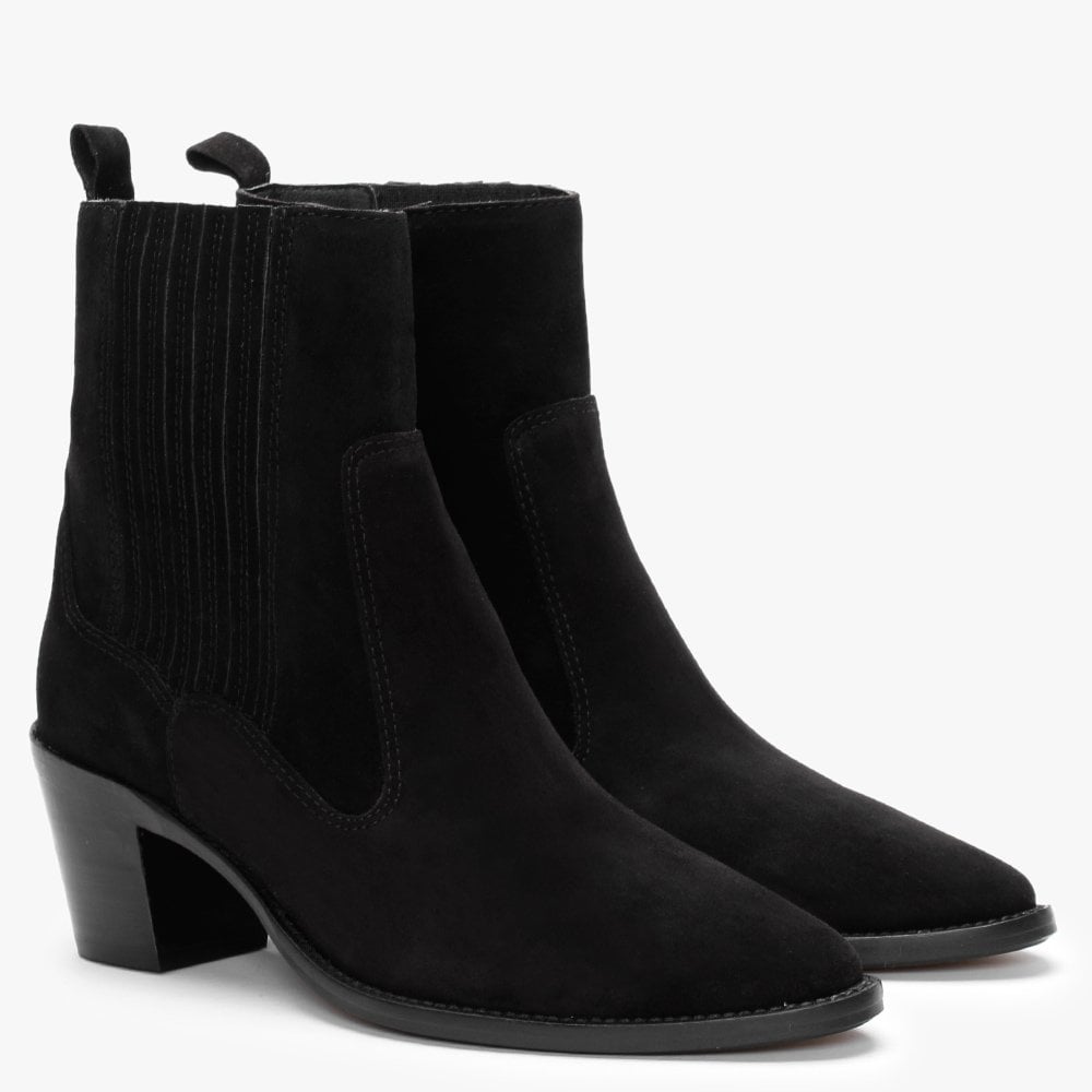 Anjou Black Suede Western Boots