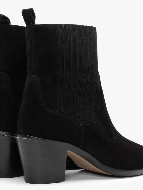 Anjou Black Suede Western Boots