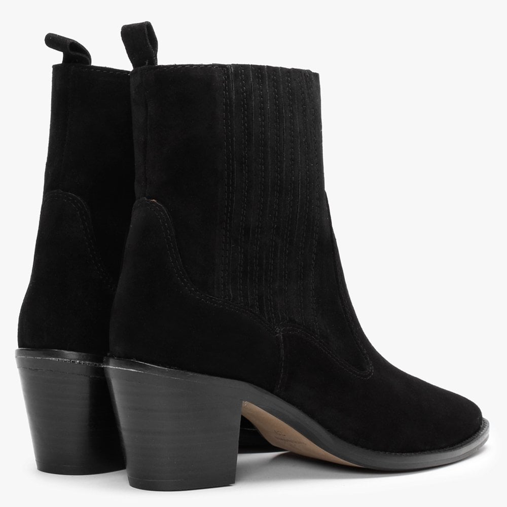 Anjou Black Suede Western Boots