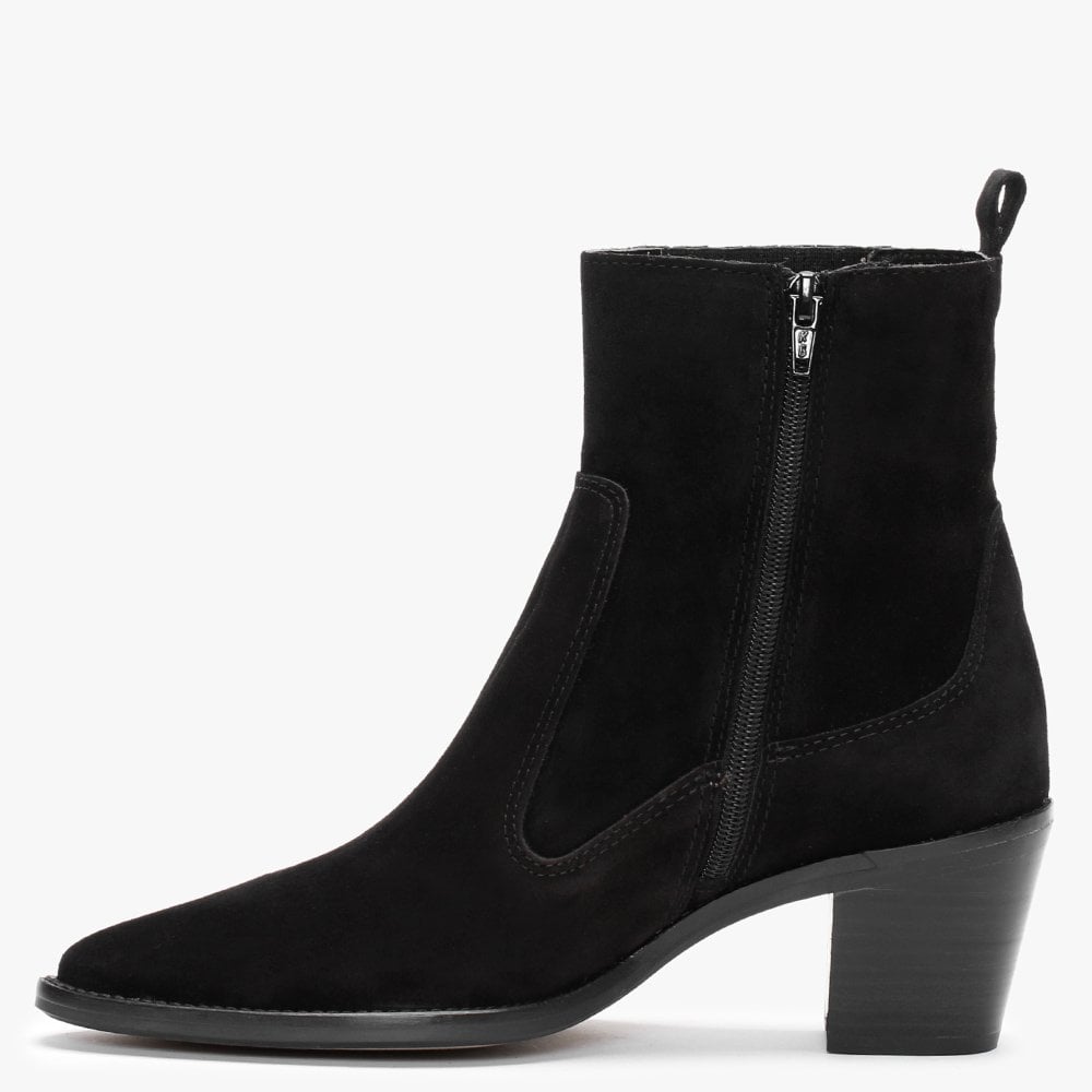 Anjou Black Suede Western Boots