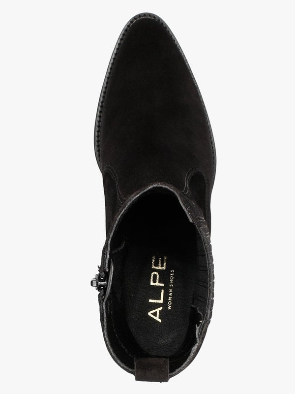 Anjou Black Suede Western Boots