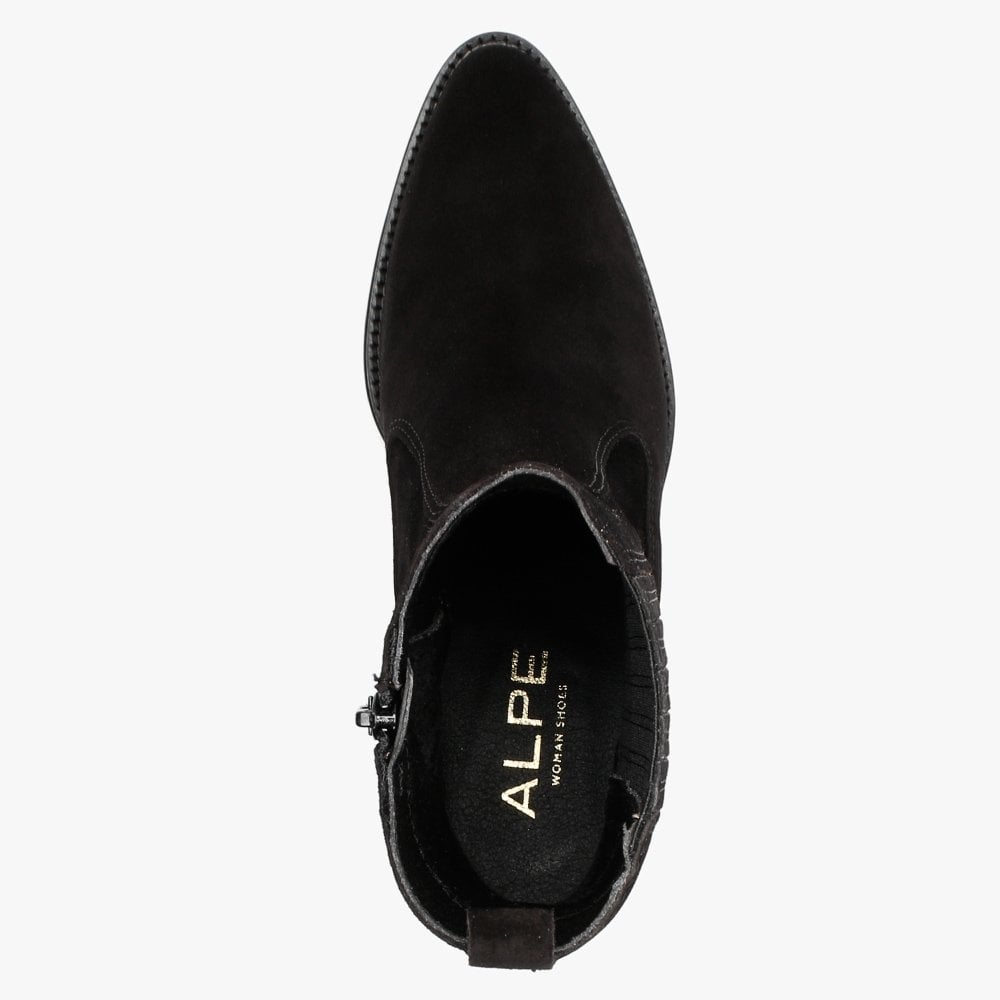 Anjou Black Suede Western Boots