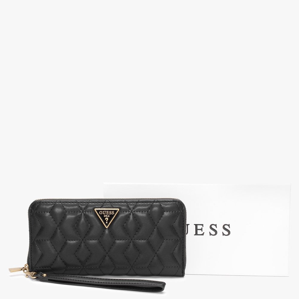 Large Elenia Signature Black Zip Around Wallet