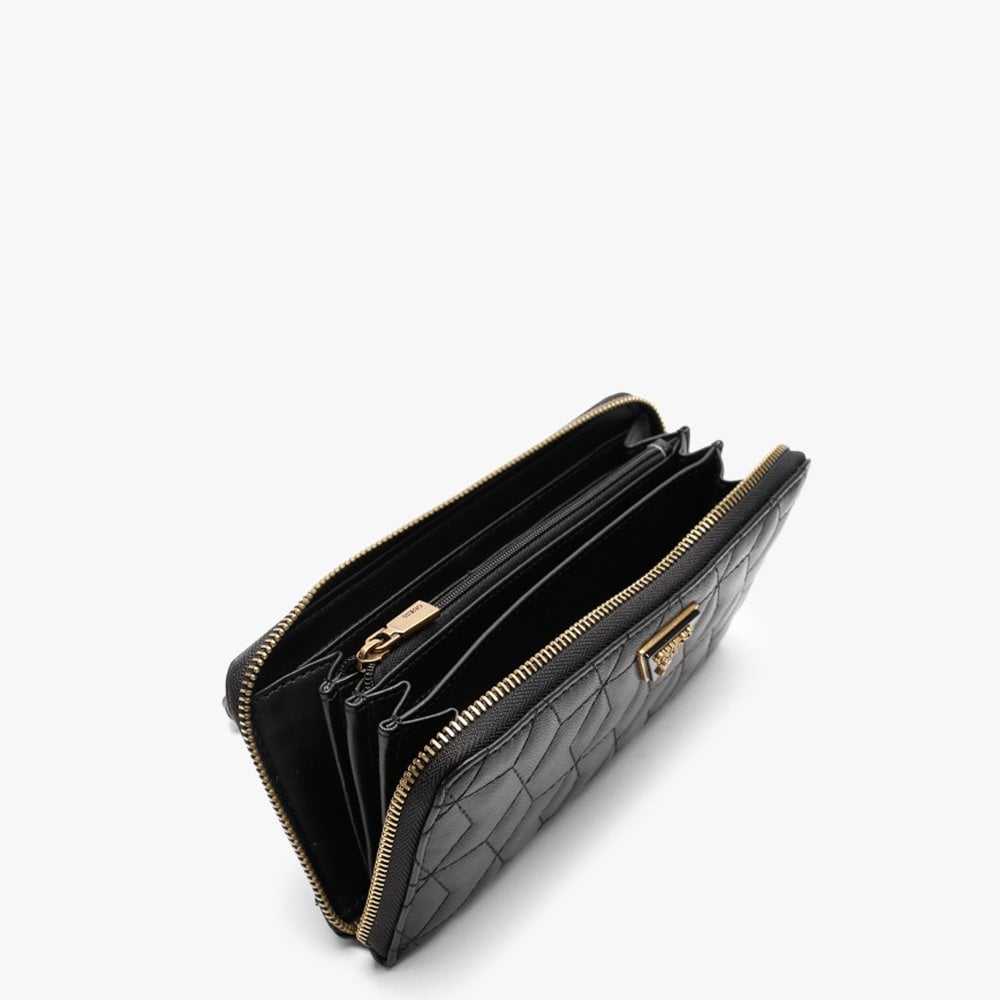Large Elenia Signature Black Zip Around Wallet