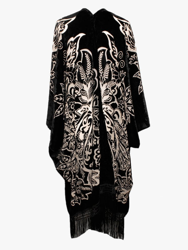 Black Devore Tassel Kaftan