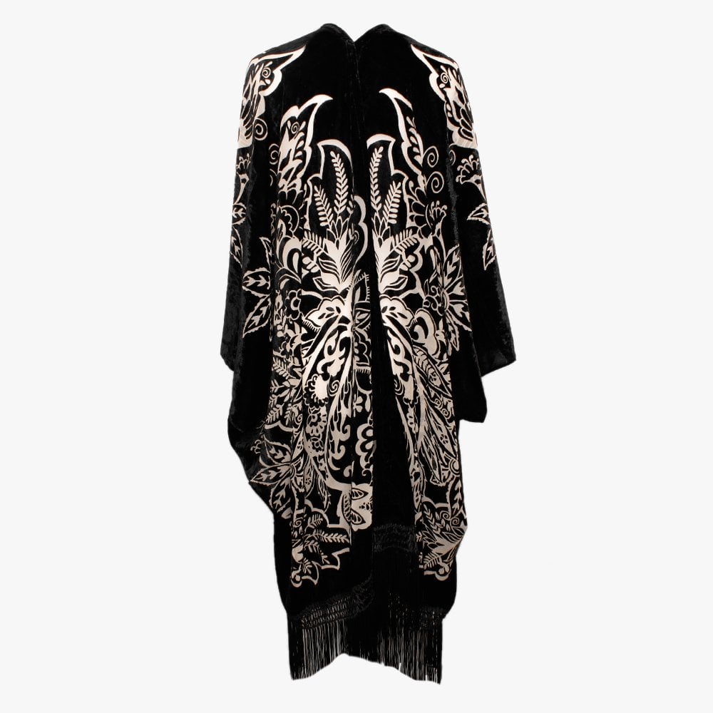 Black Devore Tassel Kaftan