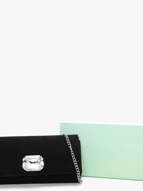 Natalia Black Suede Jewelled Evening Bag
