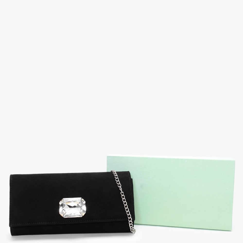 Natalia Black Suede Jewelled Evening Bag