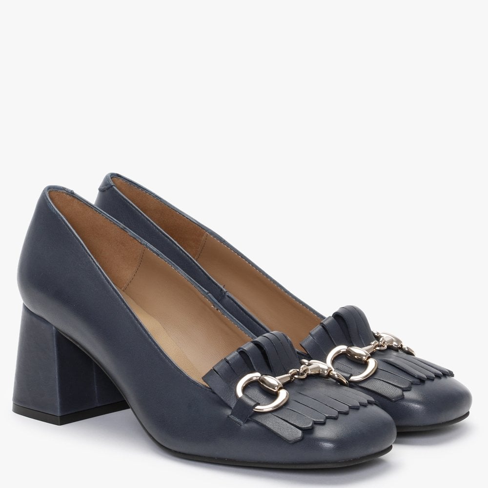 Simmer Navy Leather Chunky Court Shoes