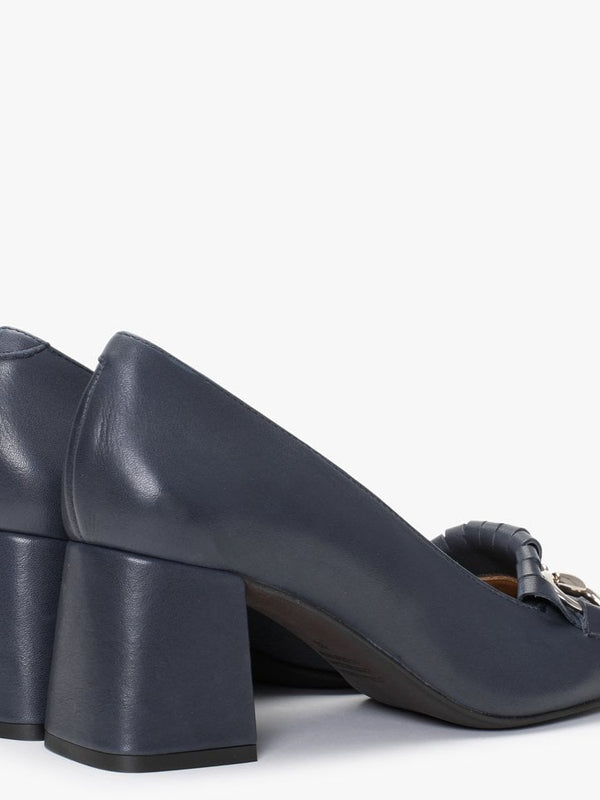 Simmer Navy Leather Chunky Court Shoes