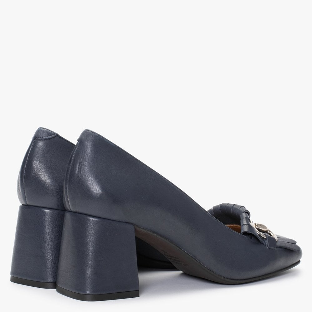 Simmer Navy Leather Chunky Court Shoes