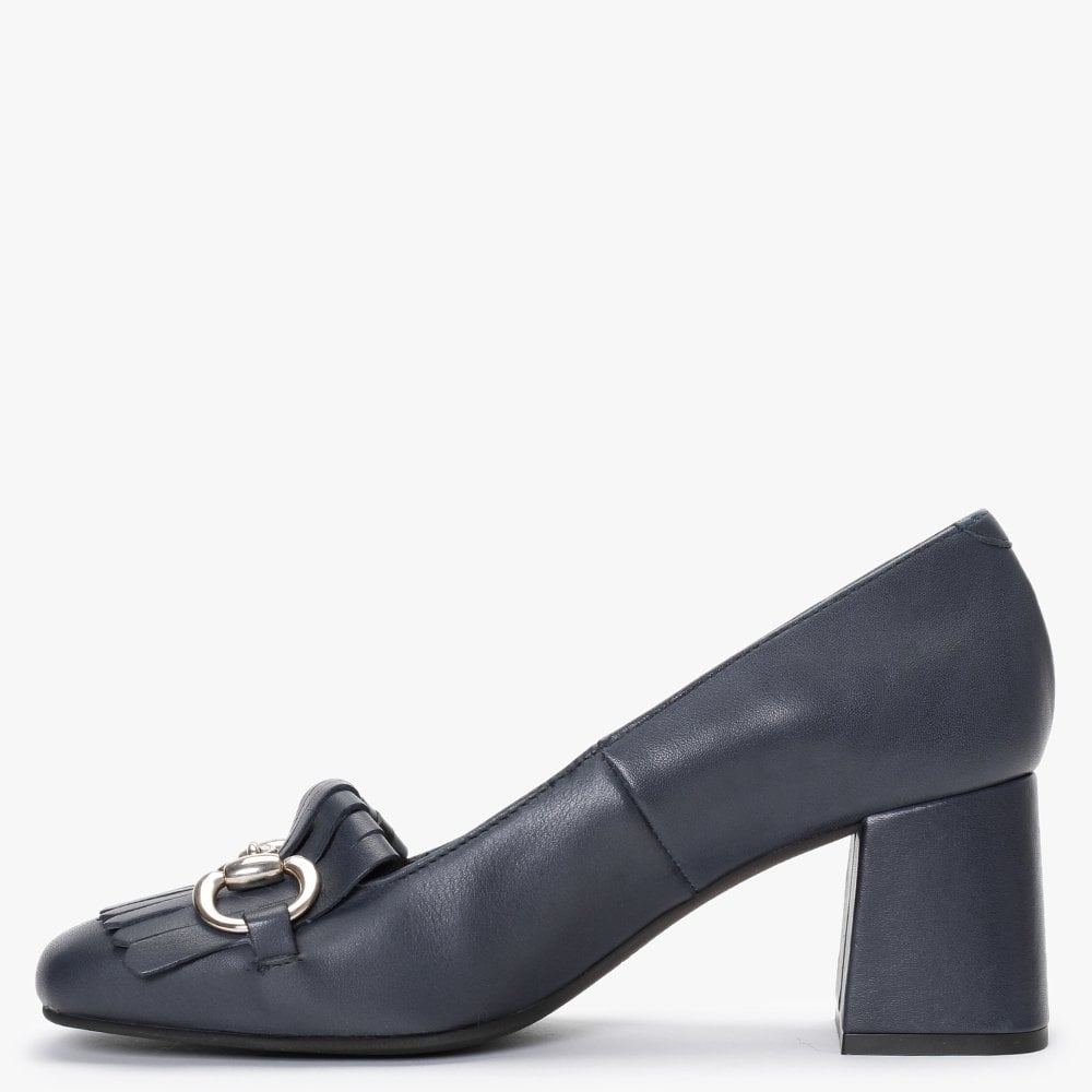 Simmer Navy Leather Chunky Court Shoes
