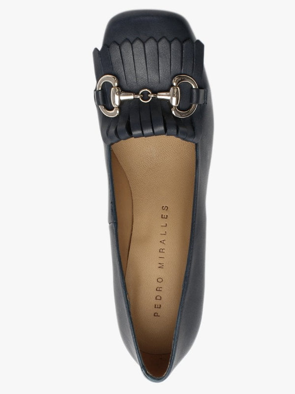 Simmer Navy Leather Chunky Court Shoes