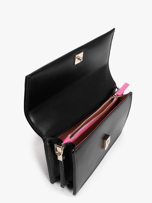 Sand Black Top Handle Cross-Body Bag