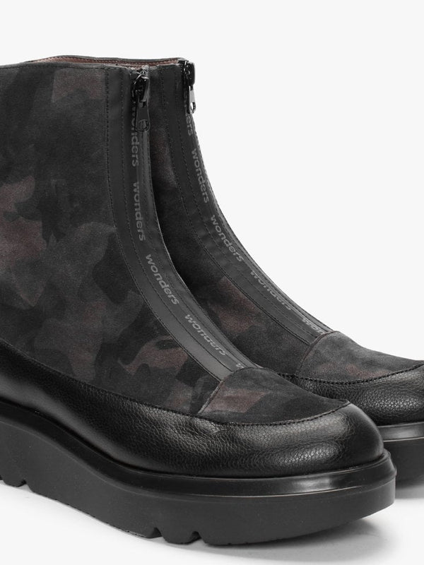 Abalone Black Camo Ankle Boots