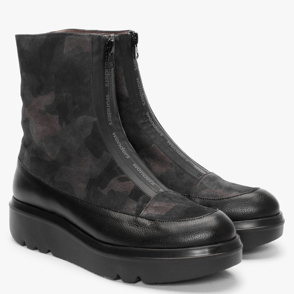 Abalone Black Camo Ankle Boots
