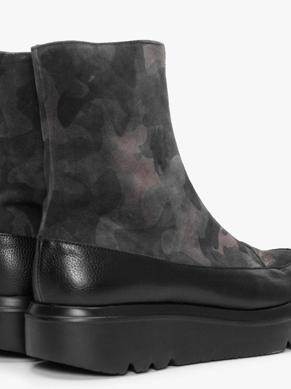 Abalone Black Camo Ankle Boots