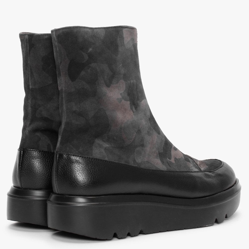 Abalone Black Camo Ankle Boots