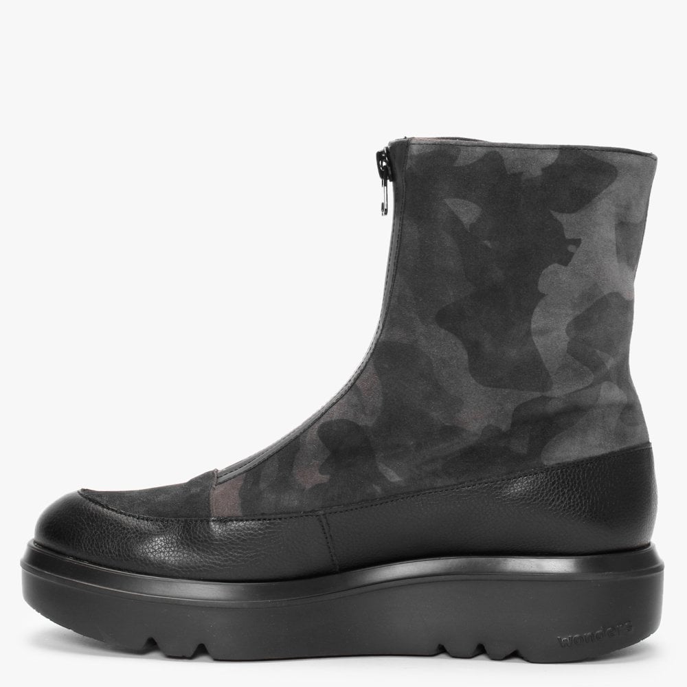 Abalone Black Camo Ankle Boots