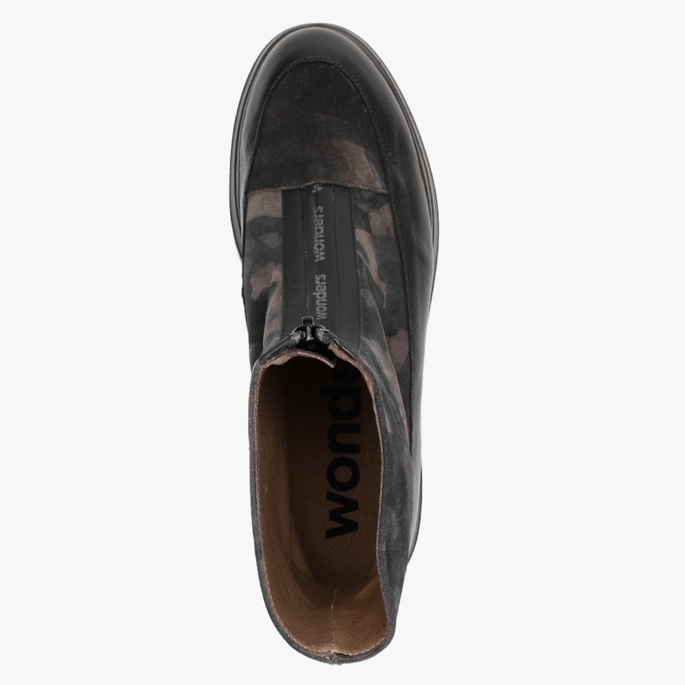 Abalone Black Camo Ankle Boots