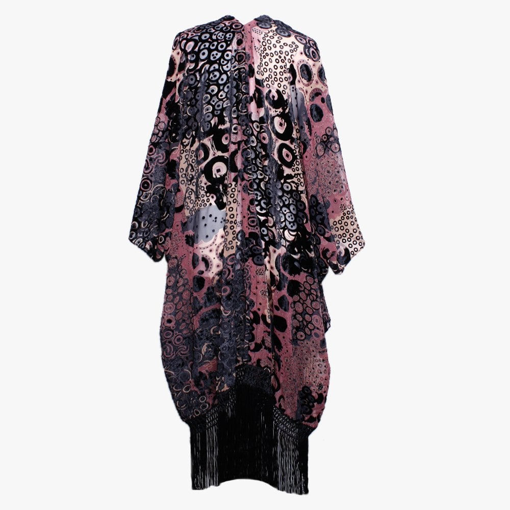 Burgundy Devore Tassel Kaftan