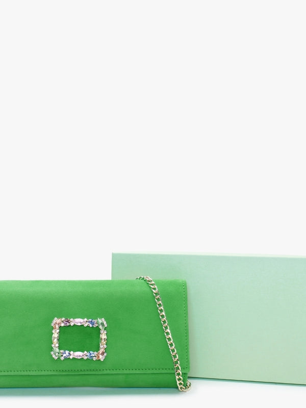 Nadia Green Suede Embellished Evening Bag