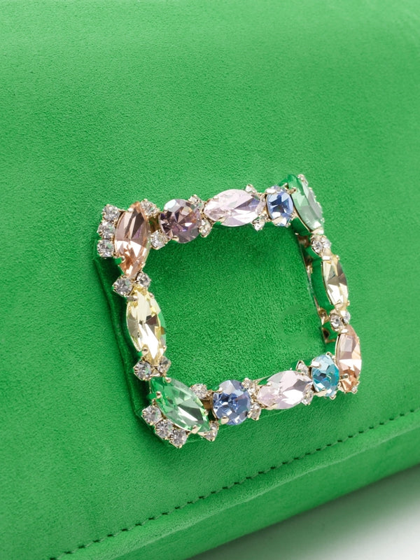 Nadia Green Suede Embellished Evening Bag