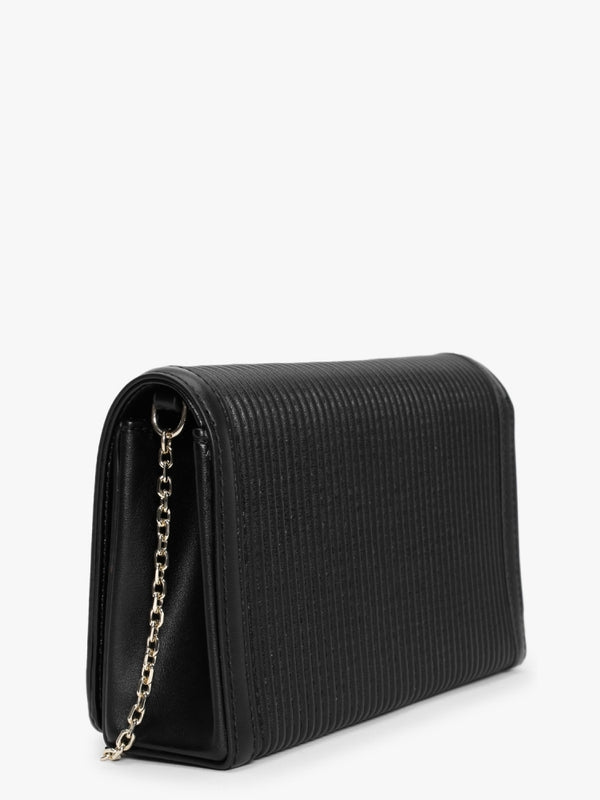 Pleated Black Cross-Body Bag