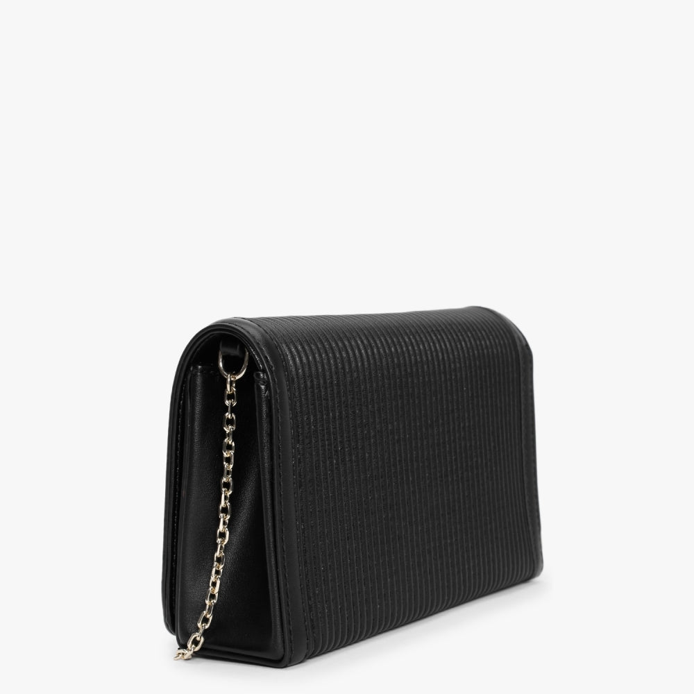 Pleated Black Cross-Body Bag