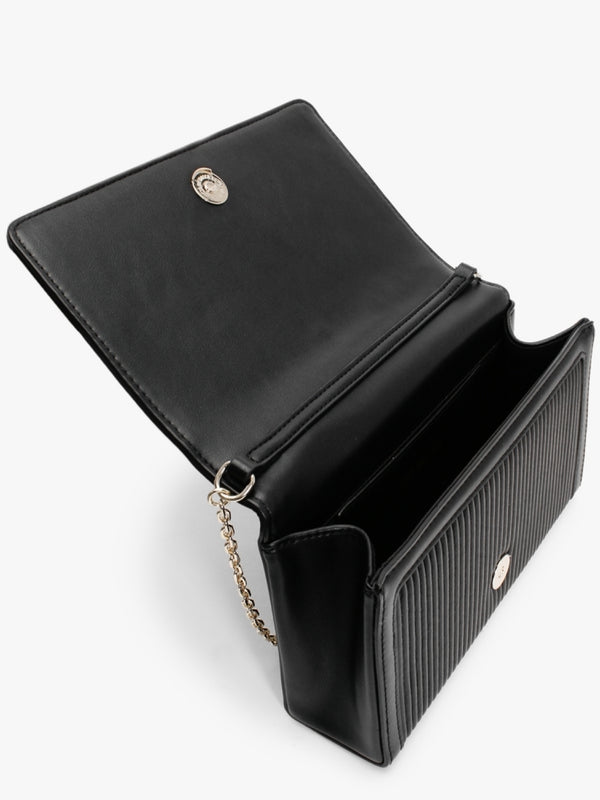 Pleated Black Cross-Body Bag