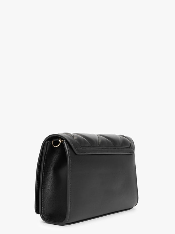 Quilted Studded Hearts Black Cross-Body Bag