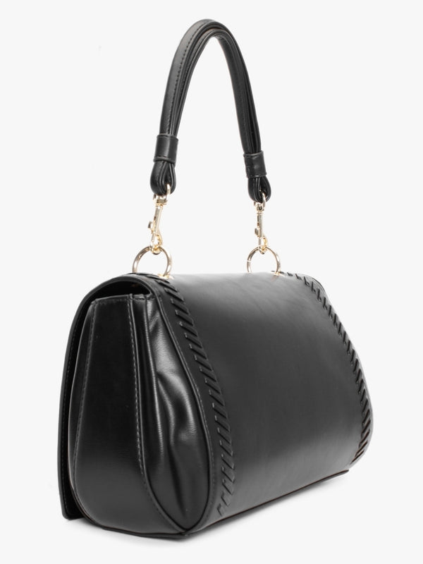 Stitch Detail Black Shoulder Bag