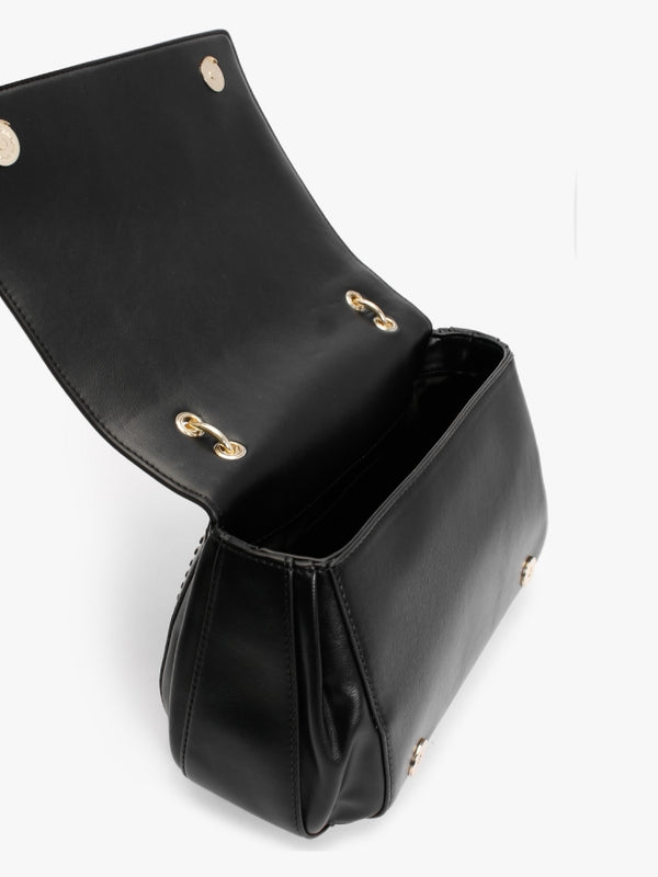 Stitch Detail Black Shoulder Bag