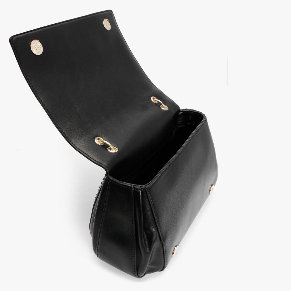 Stitch Detail Black Shoulder Bag