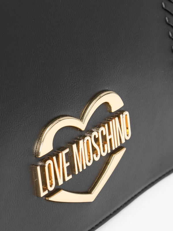 Stitch Detail Black Shoulder Bag