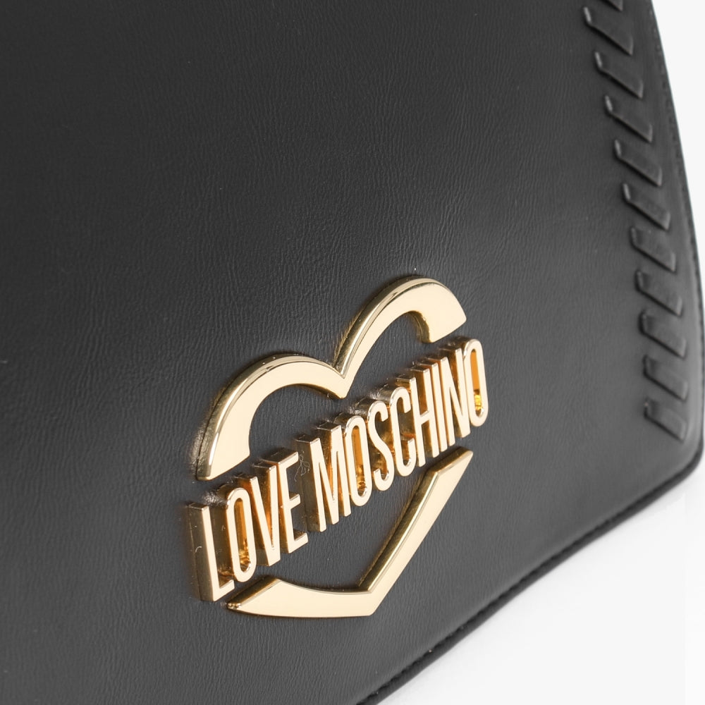 Stitch Detail Black Shoulder Bag