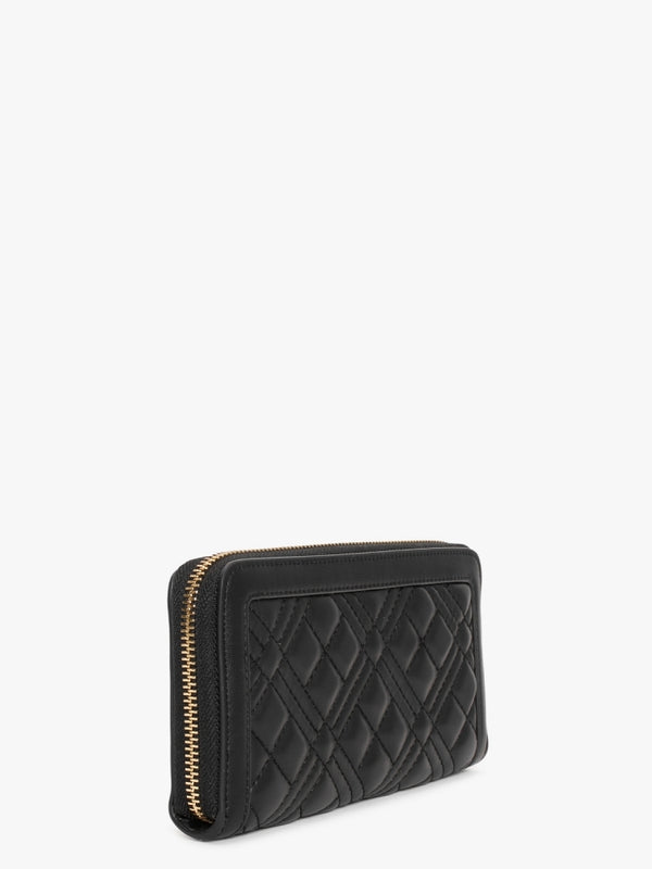 Quilted II Black Zip Around Wallet