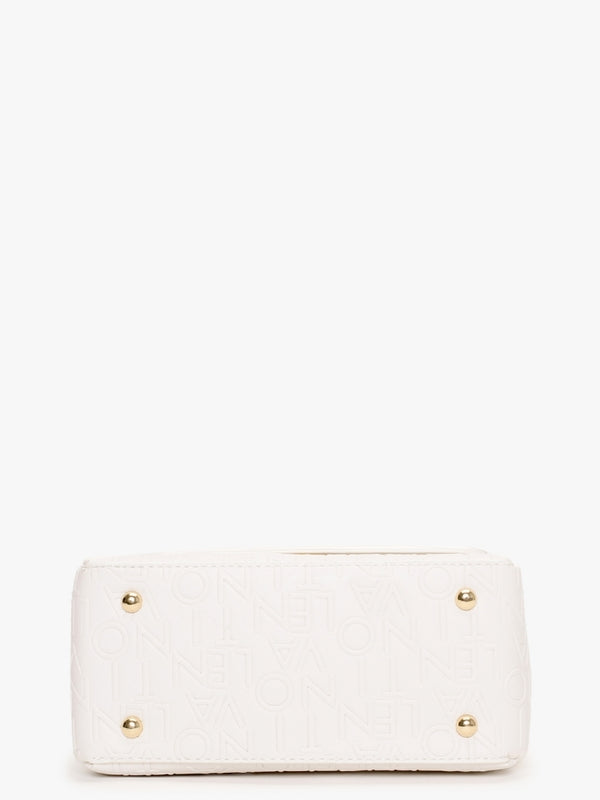 Relax Embossed Logo Bianco Flapover Shoulder Bag