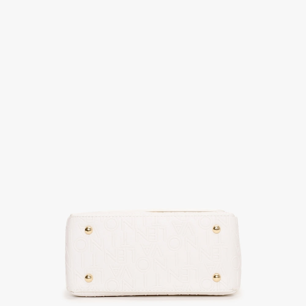Relax Embossed Logo Bianco Flapover Shoulder Bag