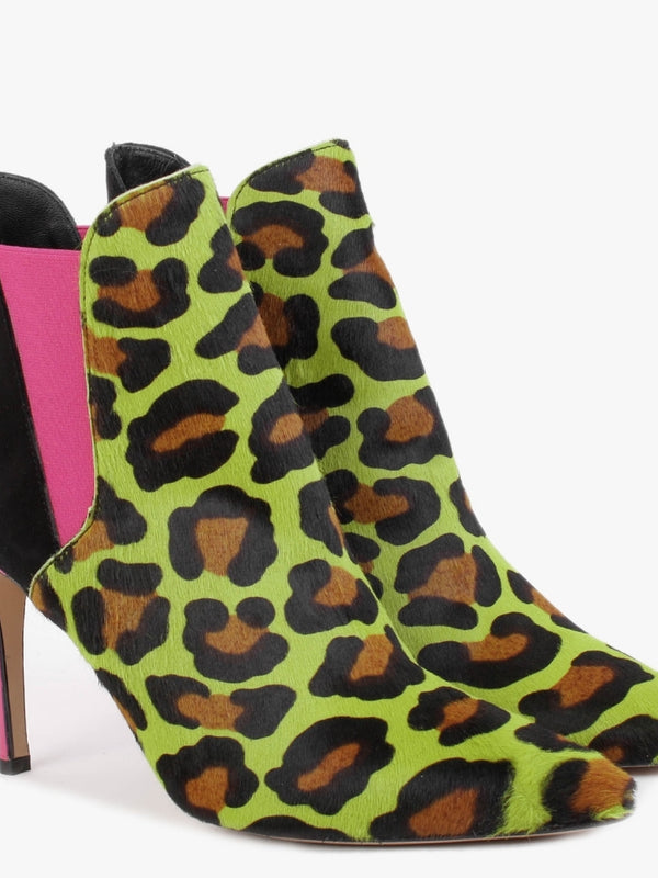 Adril Multicoloured Leopard Calf Hair Ankle Boots