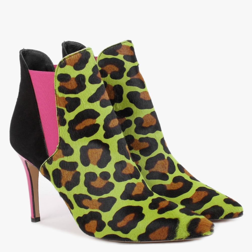 Adril Multicoloured Leopard Calf Hair Ankle Boots