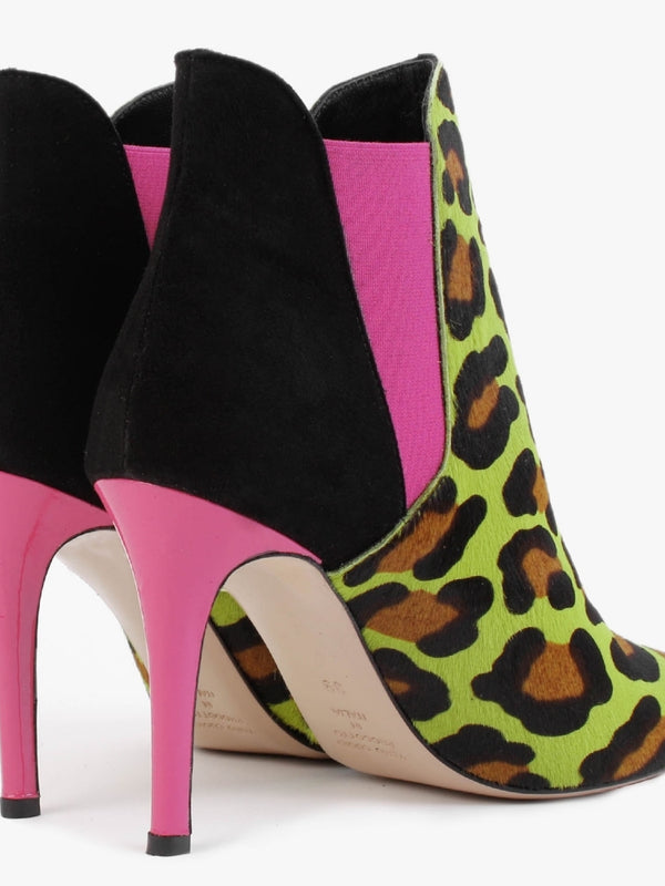 Adril Multicoloured Leopard Calf Hair Ankle Boots
