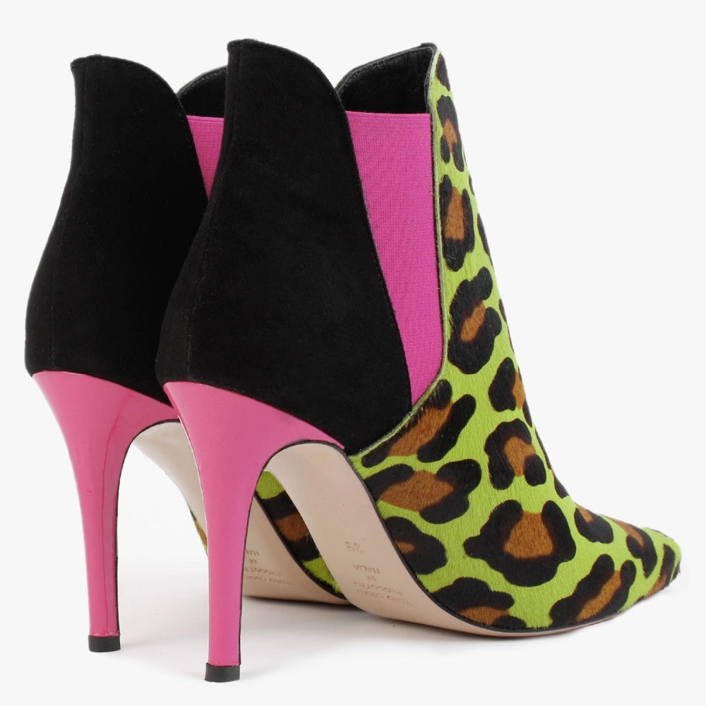 Adril Multicoloured Leopard Calf Hair Ankle Boots
